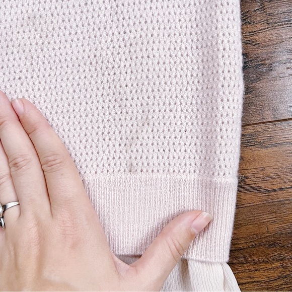 Vince • Layered Perforated Jumper pullover sweater mixed media wool cashmere - Picture 10 of 12